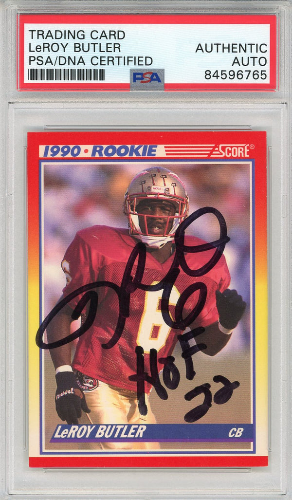 LeRoy Butler "HOF 22" Autographed 1990 Score Rookie Card (PSA Auto)