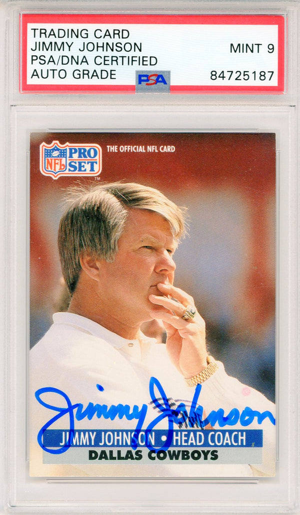 Jimmy Johnson Autographed 1991 Pro Set Card #135 (PSA Auto Mint 9)