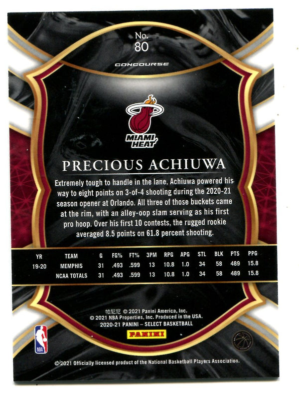 Precious Achiuwa 2020 Panini Select #80 Concourse Rookie Card