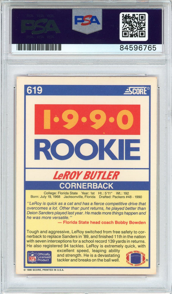 LeRoy Butler "HOF 22" Autographed 1990 Score Rookie Card (PSA Auto)
