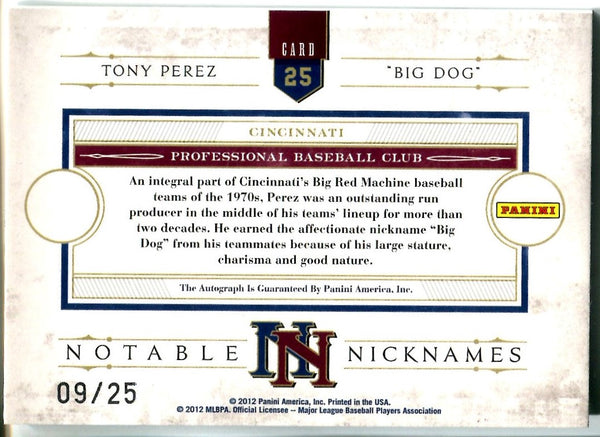 Tony Perez 2012 Panini Prime Cuts Notable Nicknames #7/25