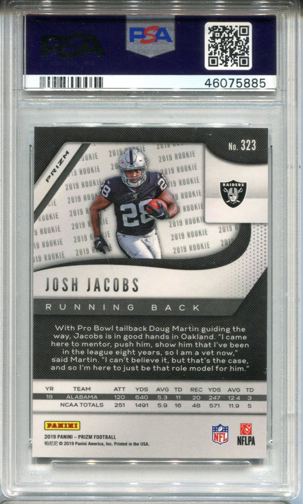 Josh Jacobs 2019 Panini Red Cracked Ice Prizm #323 PSA Mint 10 RC