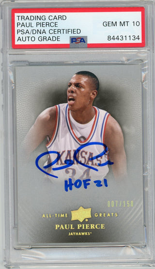 Paul Pierce "HOF 21" Autographed 2013 Upper Deck Card (PSA Gem Mint 10)