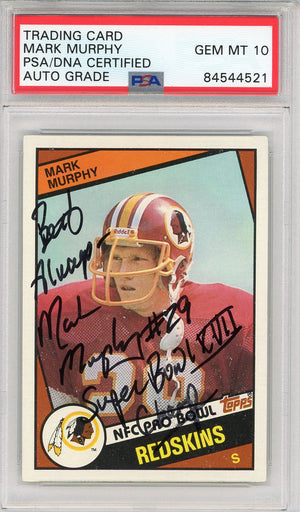 Mark Murphy "Super Bowl XVII Champ" Autographed 1984 Topps Card #383 (PSA Auto 10)