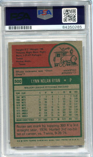 Nolan Ryan "HOF 99" Autographed 1975 Topps Card (PSA)