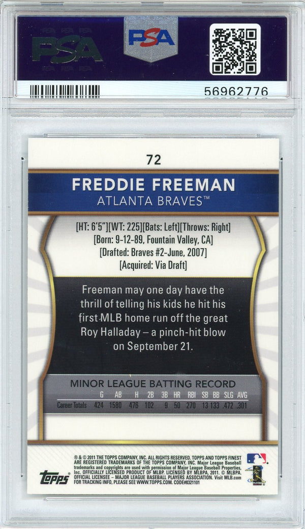 Freddie Freeman 2011 Topps Finest Rookie Card #72 (PSA)