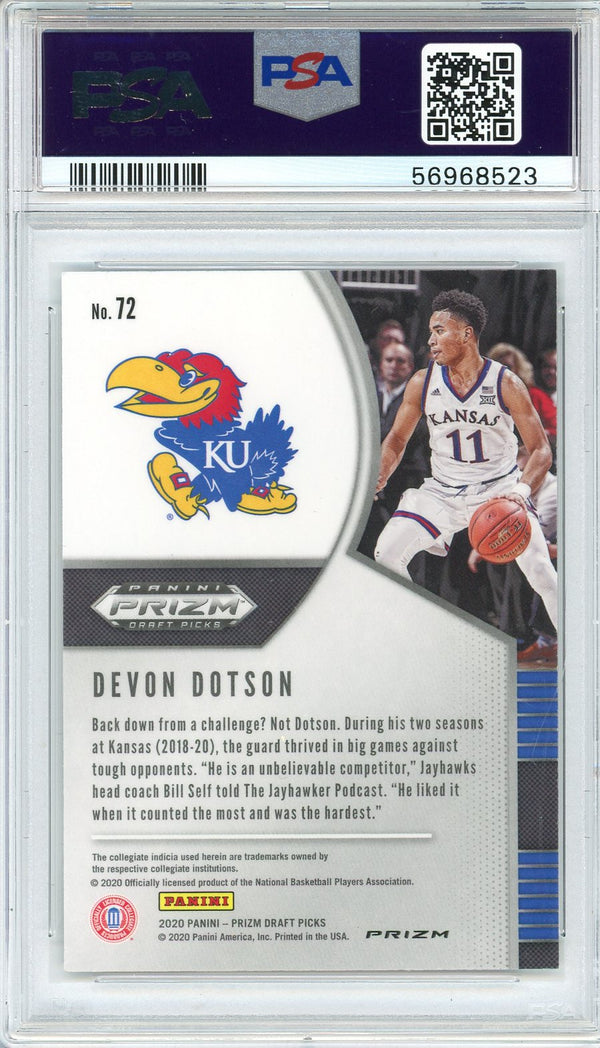 Devon Dotson 2020 Panini Prizm DP Silver Prizm Rookie Card #72 (PSA)