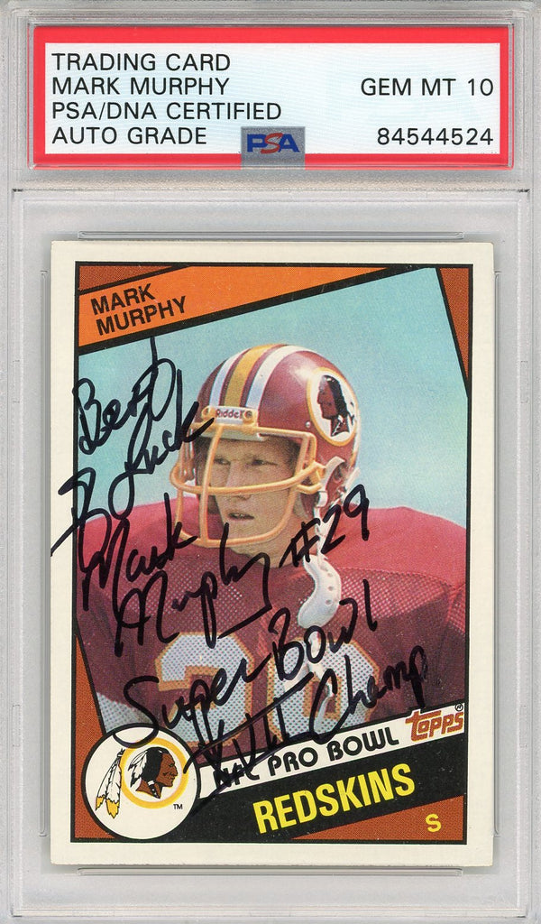 Mark Murphy "Super Bowl XVII Champ" Autographed 1984 Topps Card #383 (PSA Auto 10)