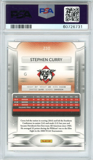 Steph Curry 2009 Panini Prestige Rookie Card #230 (PSA Mint 9)