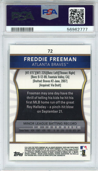 Freddie Freeman 2011 Topps Finest Rookie Card #72 (PSA)