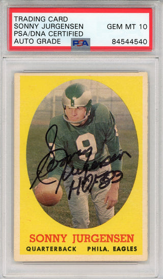 Sonny Jurgensen "HOF 83" Autographed 1958 Topps Card #90 (PSA Auto 10)