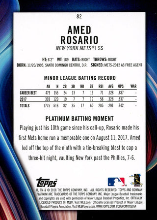 Amed Rosario 2018 Bowman Platinum Rookie Card
