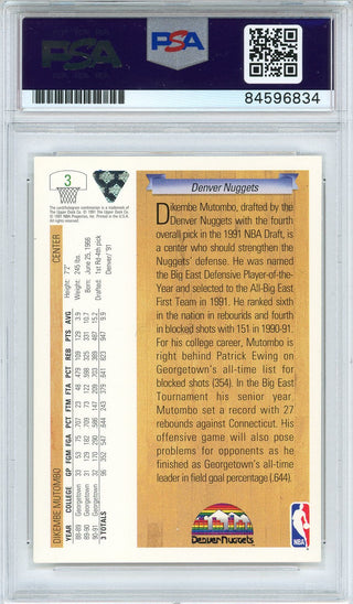 Dikembe Mutombo "HOF 15" Autographed 1991-92 Upper Deck Rookie Card (PSA Auto GM 10)