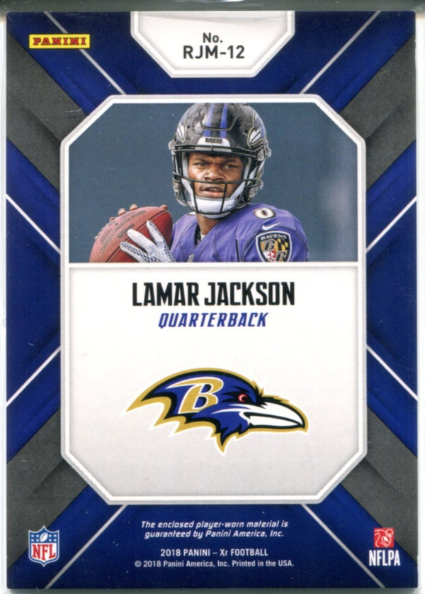 Lamar Jackson 2018 Panini Xr Rookie Jumbo Materials Jersey Card #RJM-12