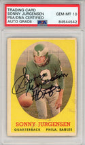 Sonny Jurgensen "HOF 83" Autographed 1958 Topps Card #90 (PSA Auto 10)