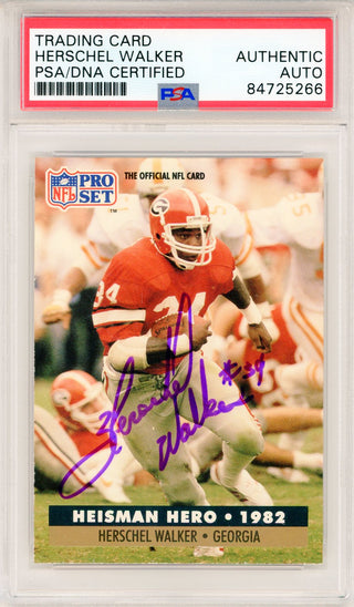 Herschel Walker Autographed 1991 Pro Set Card #44 (PSA Auto)