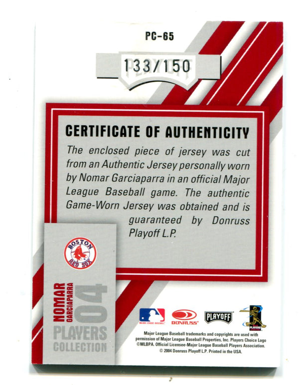 Nomar Garciaparra 2004 Donruss Studio Jersey Card #PC65 /150