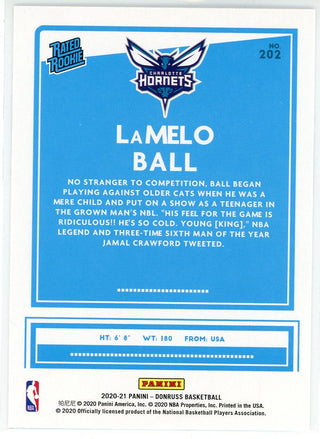 LaMelo Ball 2020-21 Panini Donruss Rated Rookie Card #202