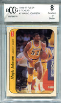 Magic Johnson 1986-87 Fleer Stickers #7 BCCG 8 Card