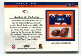 Terrell Davis 2002 Playoff Piece Of The Game Jersey #pog19 Card