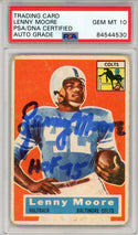 Lenny Moore "HOF 75" Autographed 1956 Topps Card #60 (PSA Auto 10)