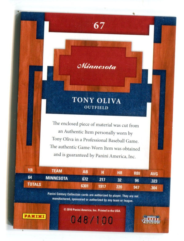 Tony Oliva 2010 Panini Century #67 Jersey Card /100