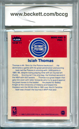 Isiah Thomas 1986-87 Fleer Stickers #10 BCCG Excellent 8 Card