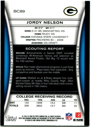 Jordy Nelson 2008 Bowman Chrome Rookie Card