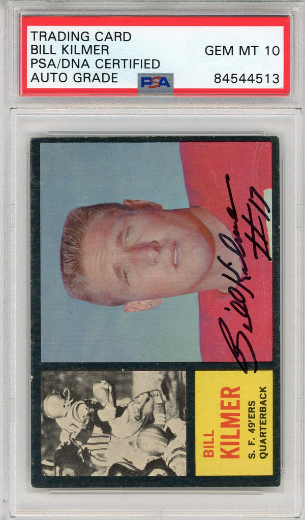 Bill Kilmer Autographed 1962 Topps Card #151 (PSA Auto 10)