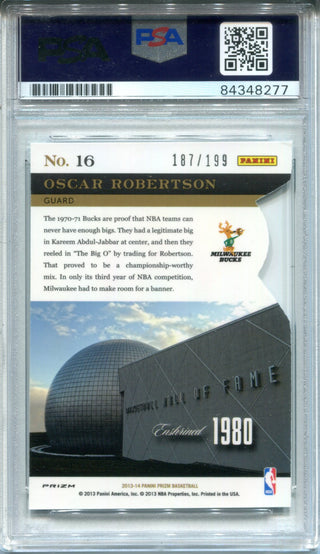 Oscar Robertson Autographed 2013-14 Panini Prizm Hall Monitors Card (PSA)