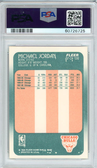 Michael Jordan 1988 Fleer Card #17 (PSA NM 7)