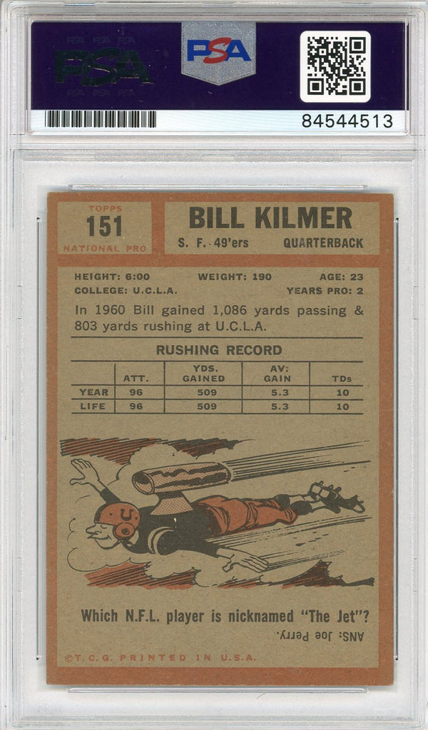 Bill Kilmer Autographed 1962 Topps Card #151 (PSA Auto 10)