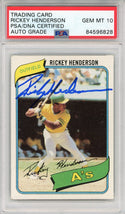 Rickey Henderson Autographed 1980 Topps Rookie Card (PSA Auto GM 10)