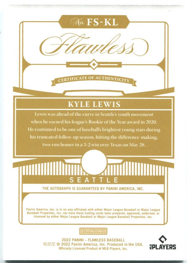 Kyle Lewis 2022 Panini Flawless Auto 06/25 #FS-KL