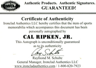 Cal Ripken Jr. Autographed 3000 Hits Black Plate