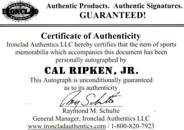 Cal Ripken Jr. Autographed 3000 Hits Black Plate