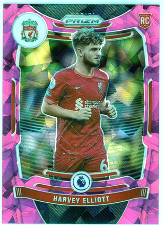 Harvey Elliott 2021-22 Panini Prizm Cracked Ice Pink Rookie Card #87