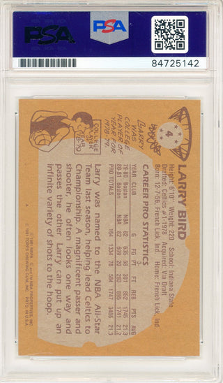 Larry Bird Autographed 1981 Topps Card #4 (PSA Auto Gem Mint 10)