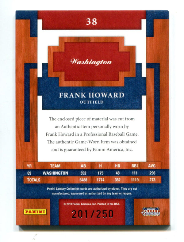 Frank Howard 2010 Panini Century Collection #38 Jersey Card 201/250