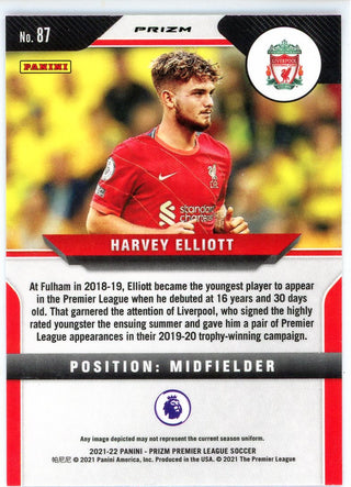 Harvey Elliott 2021-22 Panini Prizm Cracked Ice Pink Rookie Card #87