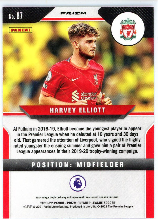 Harvey Elliott 2021-22 Panini Prizm Cracked Ice Pink Rookie Card #87