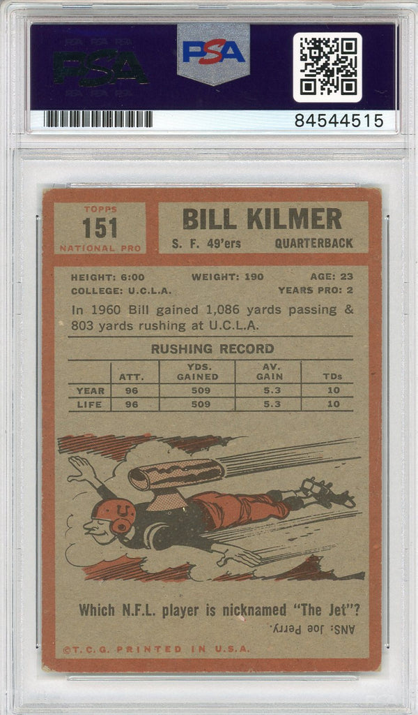 Bill Kilmer Autographed 1962 Topps Card #151 (PSA Auto 10)