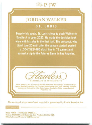 Jordan Walker 2022 Panini Flawless Rookie Patch Card 07/10 #P-JW