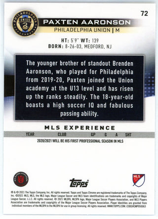 Paxten Aaronson 2021 Topps Chrome Cracked Ice Rookie Card #72