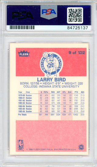 Larry Bird Autographed 1986 Fleer Card #9 (PSA Auto Gem Mint 10)