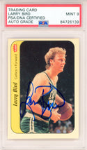 Larry Bird Autographed 1986 Fleer Sticker Card #2 (PSA Auto Mint 9)