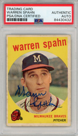 Warren Spahn Autographed 1959 Topps Card #40 (PSA)