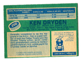 Ken Dryden 1975-76 Topps Card #200