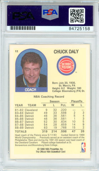 Chuck Daly Autographed 1989 NBA Hoops Card #11 (PSA Auto)
