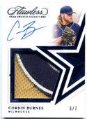 Corbin Burnes Panini Flawless 2022 Star Swatch Signatures Patch Auto 6/7 #SSS-CB